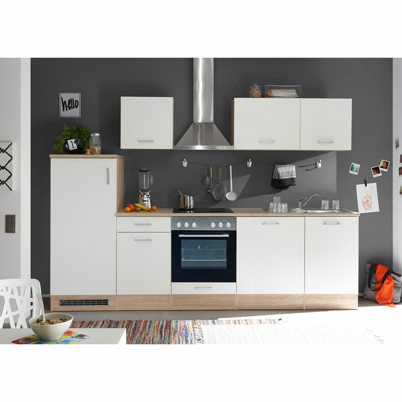 Küchenblock - weiß matt - Online Sonoma - - Eiche bei mit kaufen | ROLLER E-Geräten 280 cm