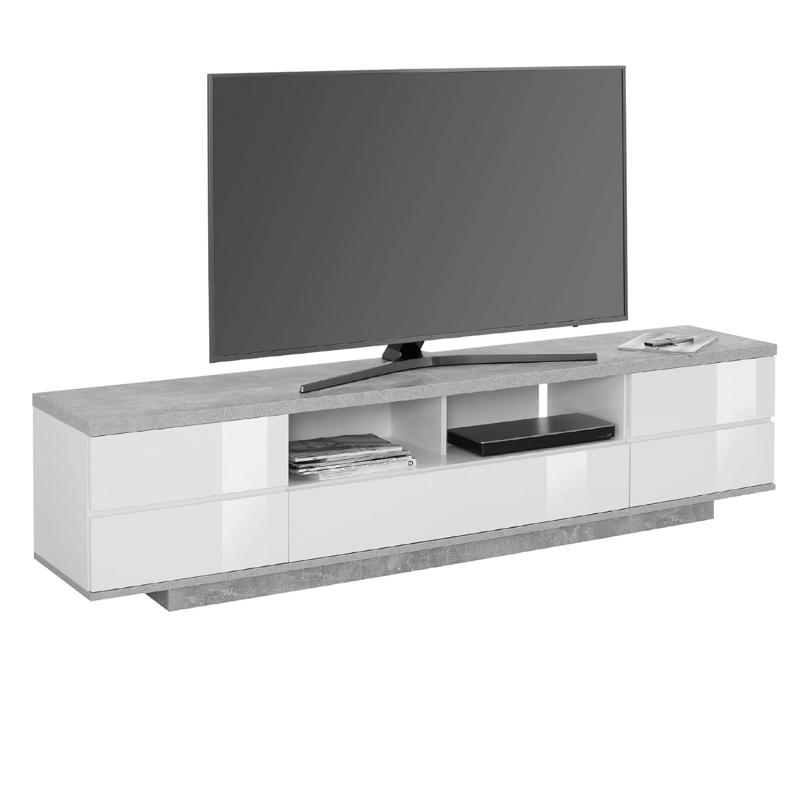 TV-Lowboard - weiß Hochglanz - Beton-Optik | Online bei ...