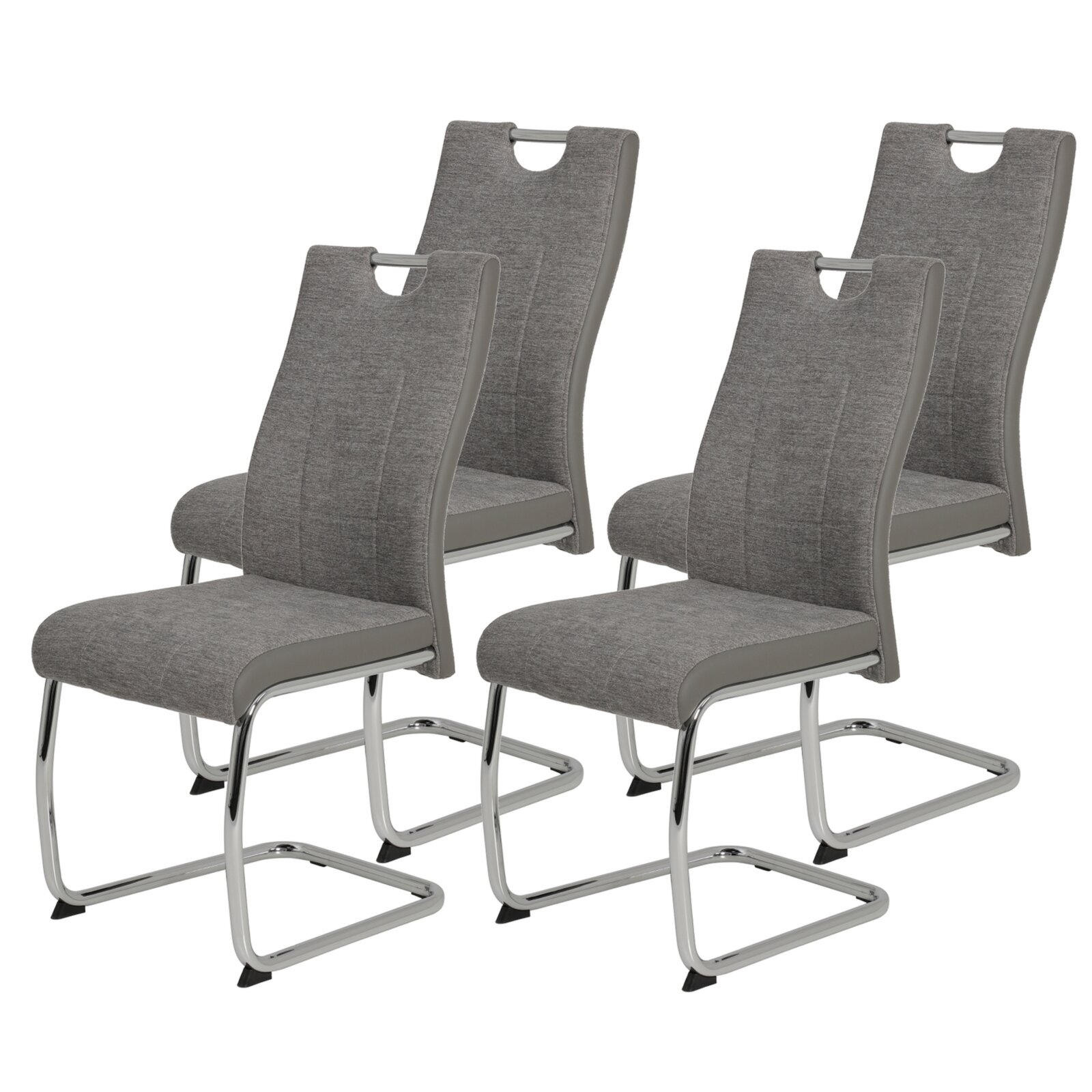 4-teiliges Schwingstuhl-Set - bei | ROLLER Online grau Webstoff kaufen 