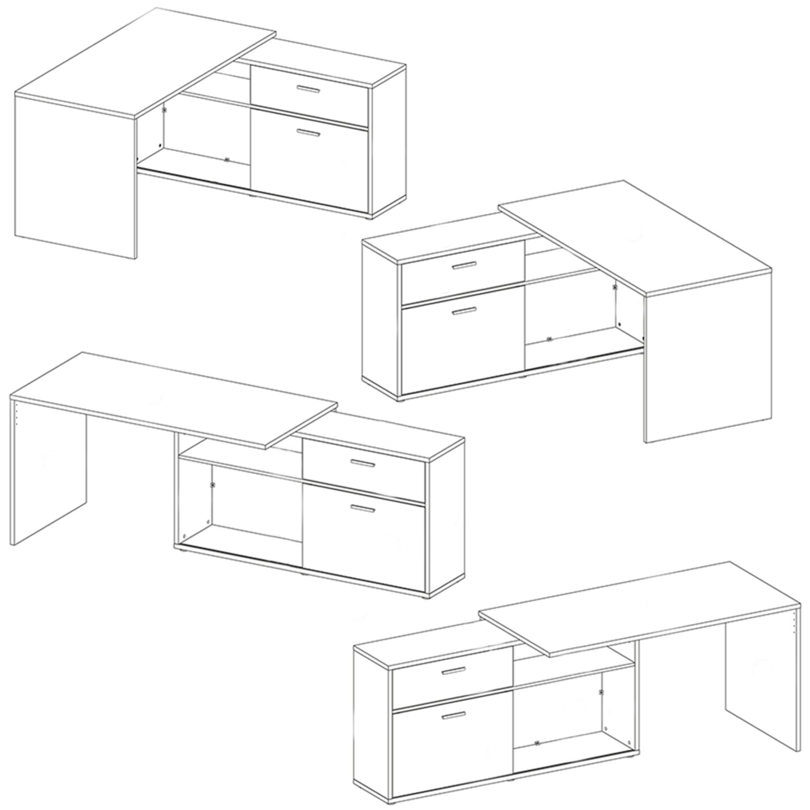 Winkel-Schreibtisch mit Sandeiche-weiß kaufen - Regal - ROLLER | bei Online