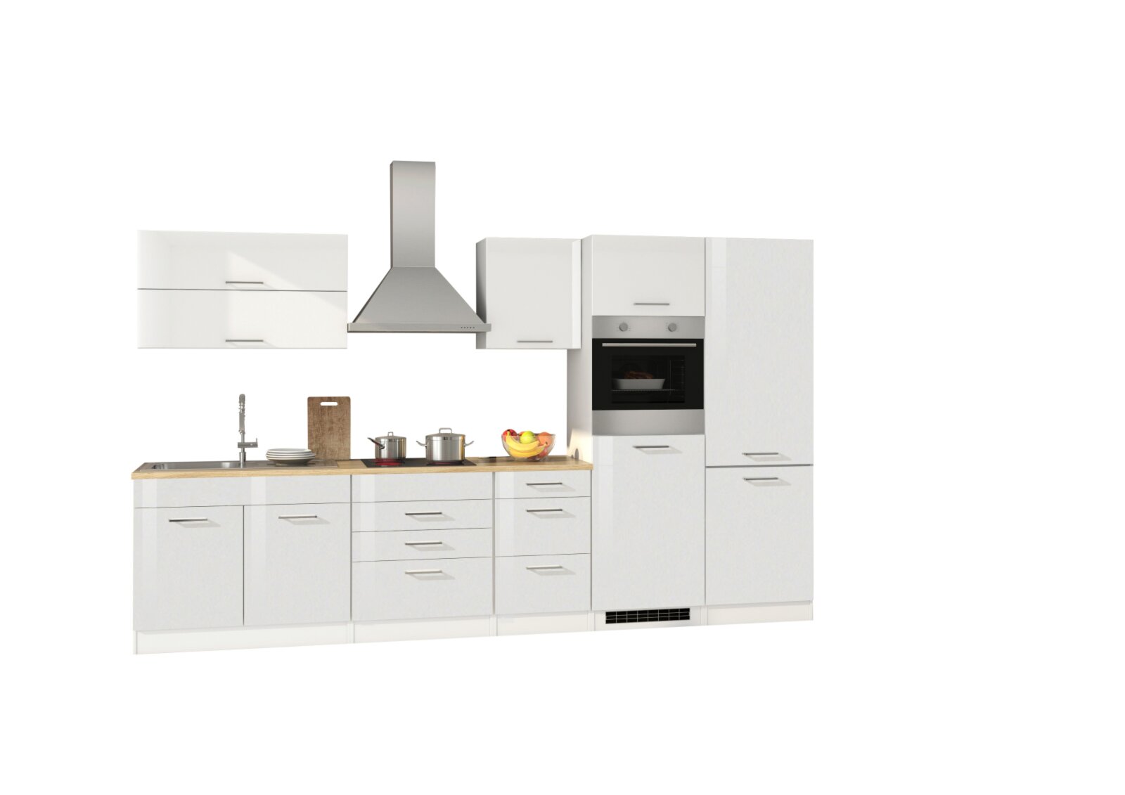 Küchenblock ROM - Hochglanz - 350 E-Geräten cm mit bei Online - | ROLLER weiß kaufen