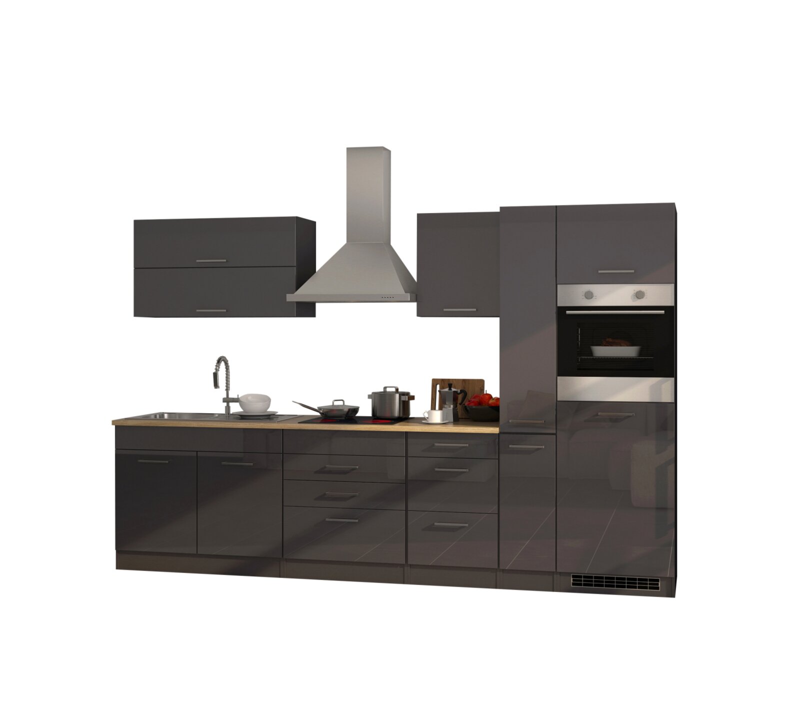 Küchenblock Hochglanz - grau ROLLER - | - cm bei ROM mit kaufen E-Geräten 320 Online