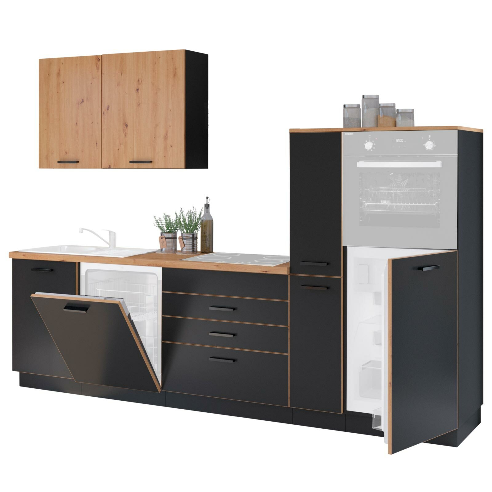 Küchenblock - schwarz matt - Eiche Artisan - 280 cm | Online bei ROLLER  kaufen