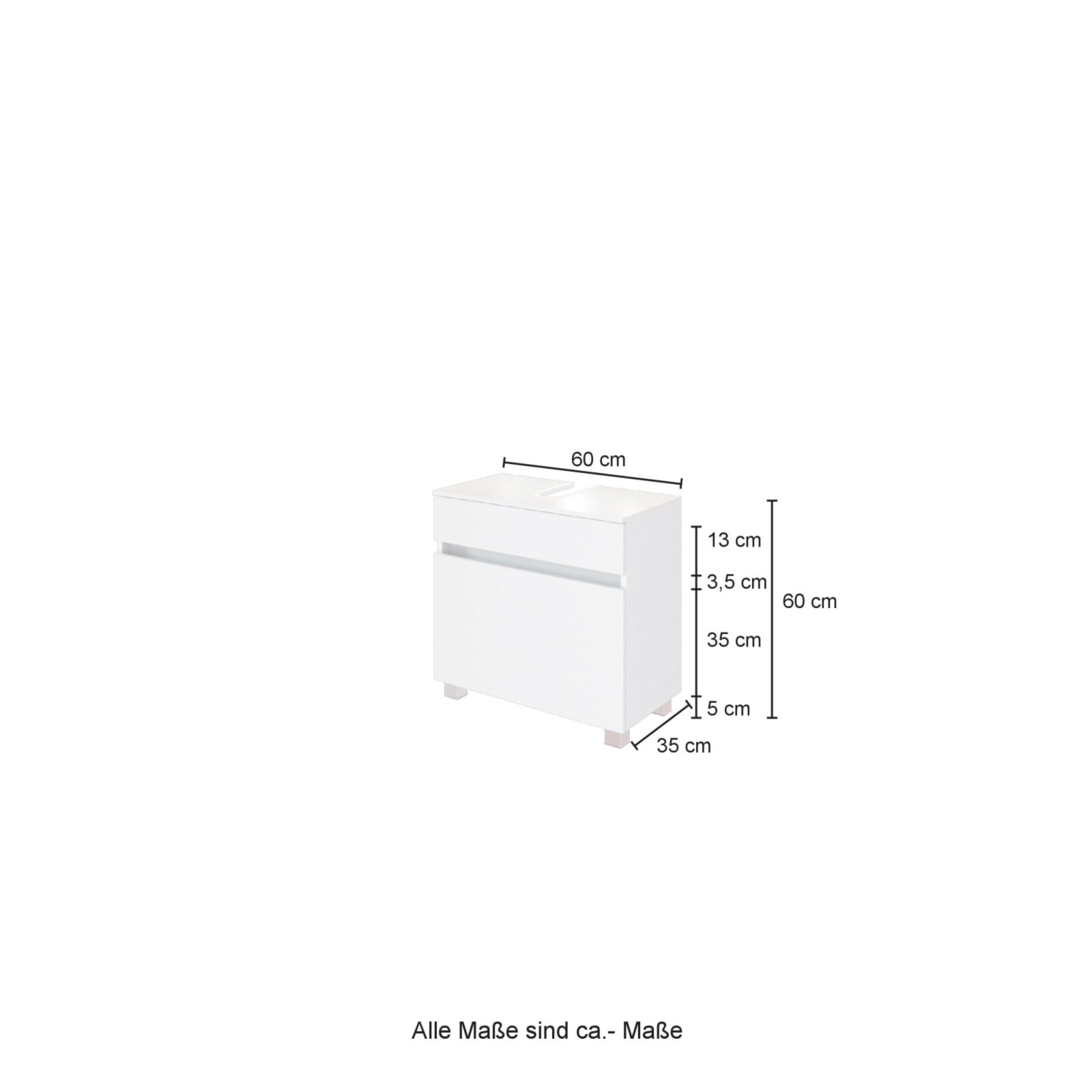 weiß - matt-Wotan cm Eiche ROLLER Waschbeckenunterschrank | Online kaufen LUCCA 60 bei -