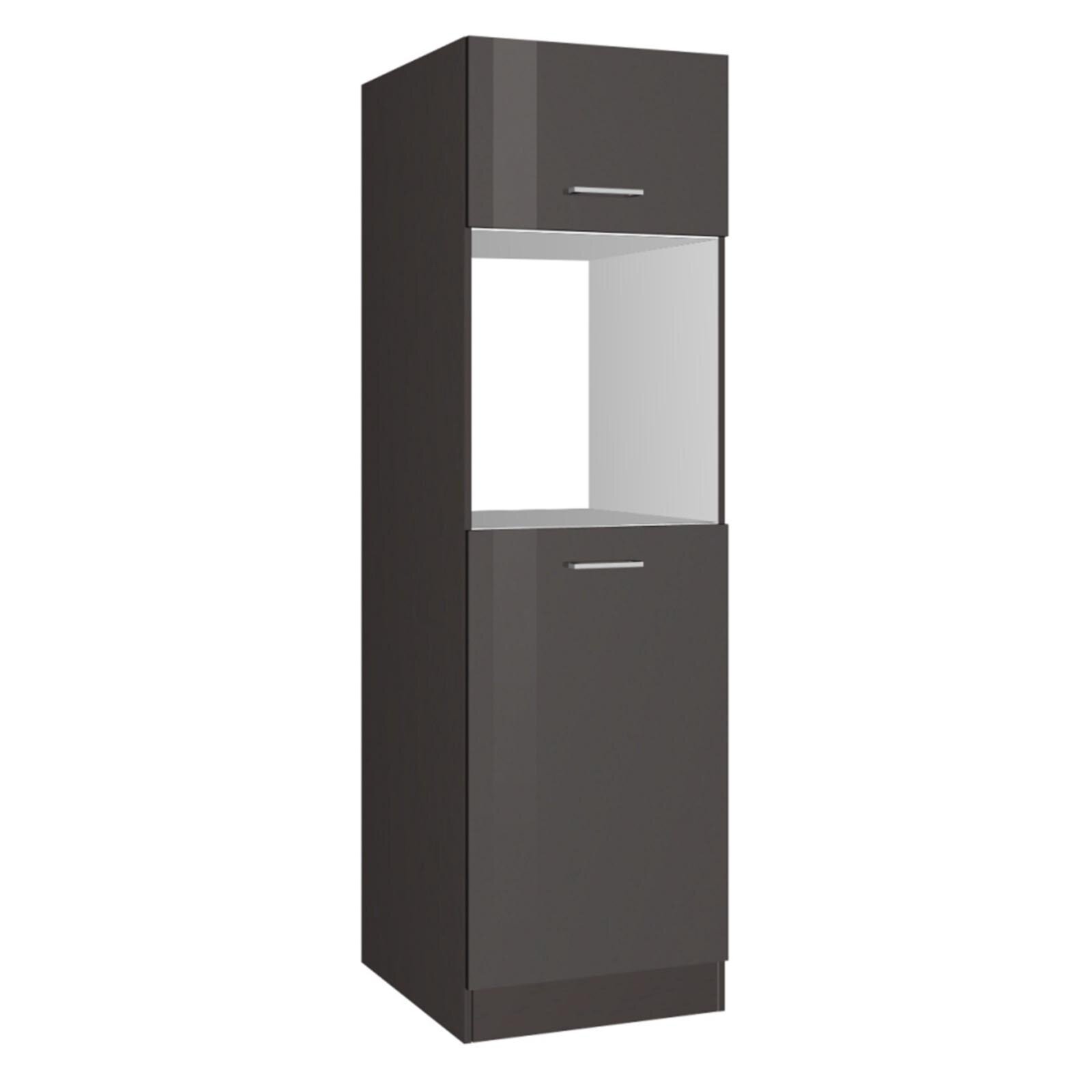 Umbauschrank Kühlschrank/Ofen ROM - grau Hochglanz - 60 cm