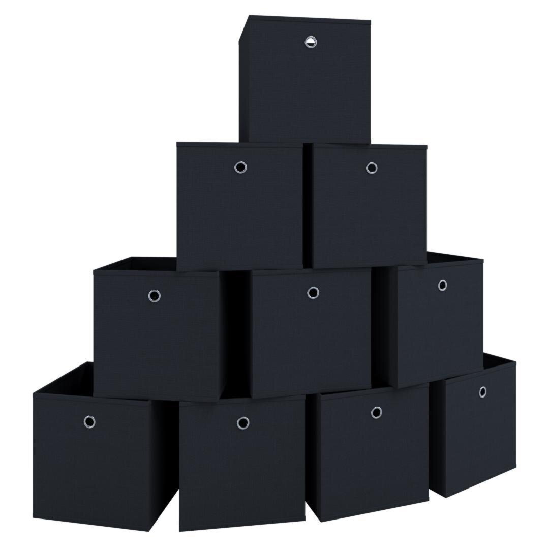 10er-Set Faltboxen BOXAS - schwarz - quadratisch