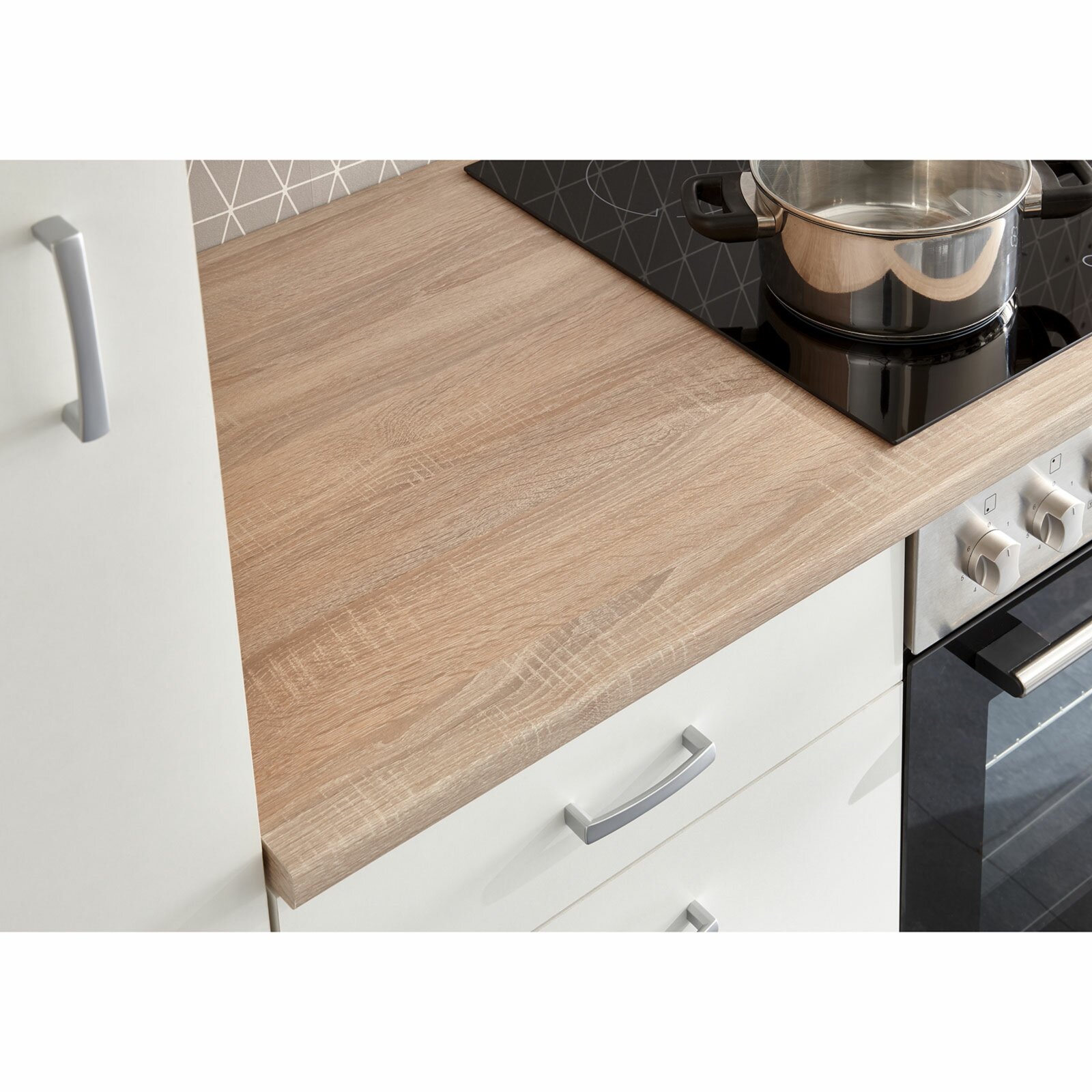 Küchenblock - weiß matt - kaufen Sonoma Eiche mit E-Geräten | 280 cm Online bei - ROLLER 