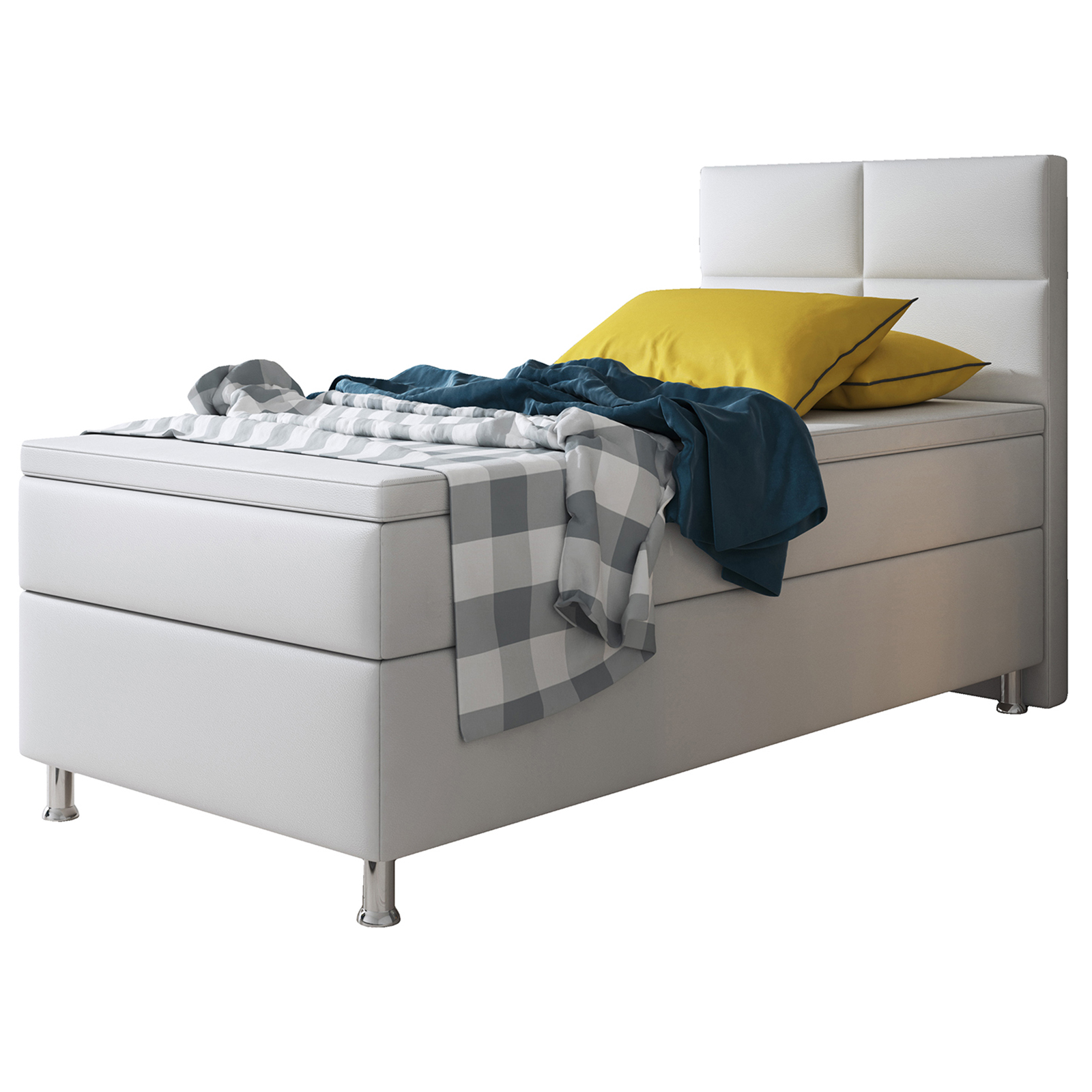 Boxspringbett Design Miami Weiss Mit Bettkasten H3 90x200 Cm Online Bei Roller Kaufen