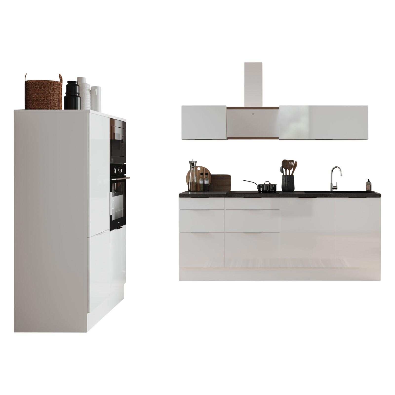 RESPEKTA Küchenblock - 340 weiß - Online matt Hochglanz - weiß E-Geräten kaufen ROLLER - cm | mit bei