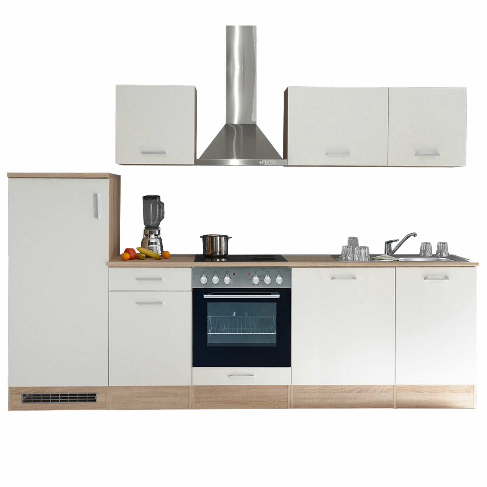 Küchenblock - weiß kaufen Sonoma | matt 280 mit - - cm bei Eiche - Online E-Geräten ROLLER