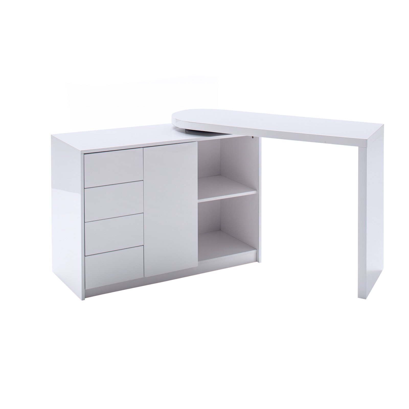 Schreibtisch - - bei hochglanz weiß | Online - ROLLER kaufen schwenkbar